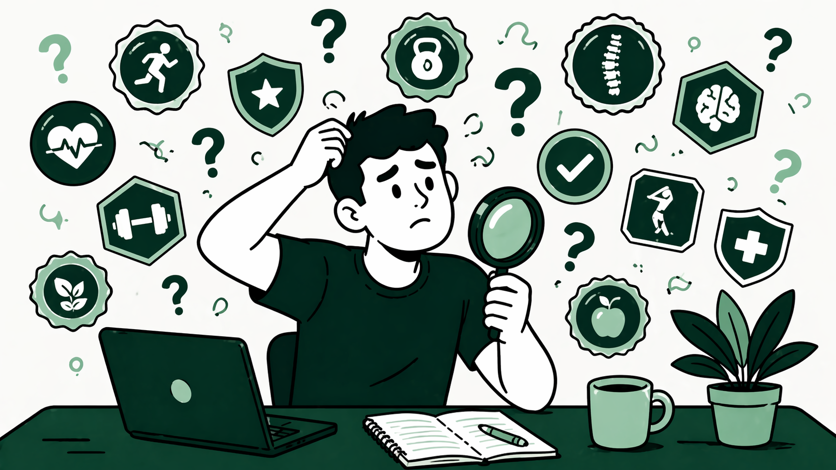 Confused person trying to understand the difference between personal training certifications